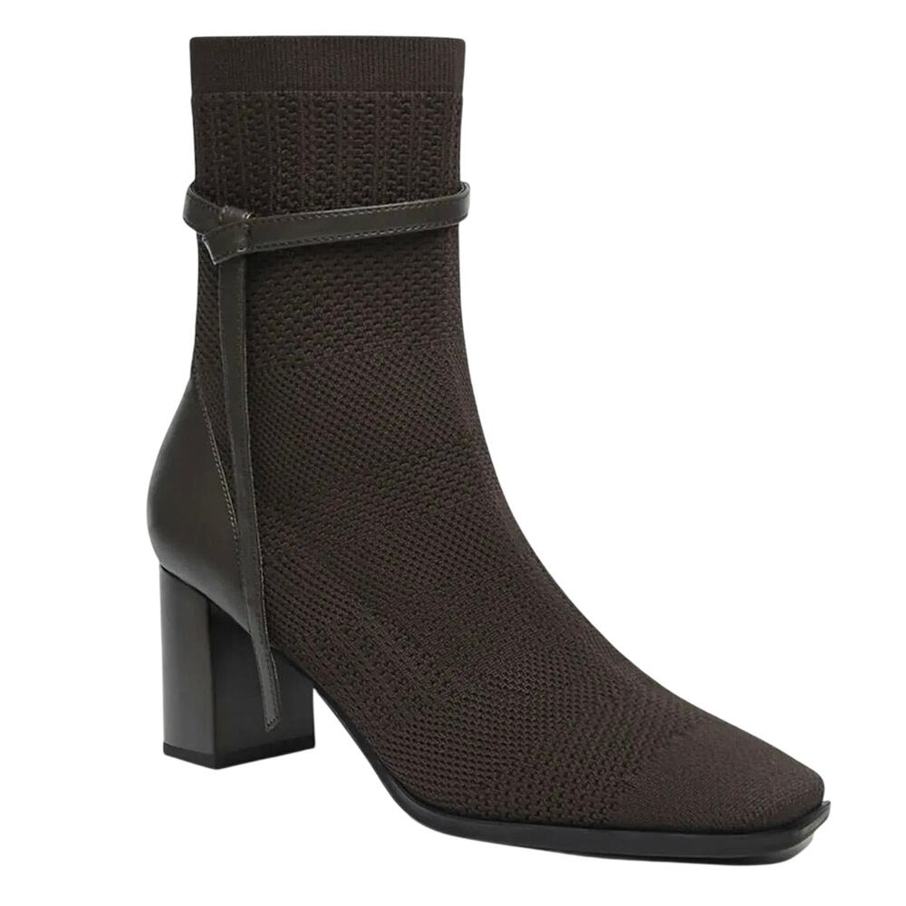 Cosy Island AmberGlow Square Toe Heeled Ankle Boot Ultra Warm Coffee Brown 8.5